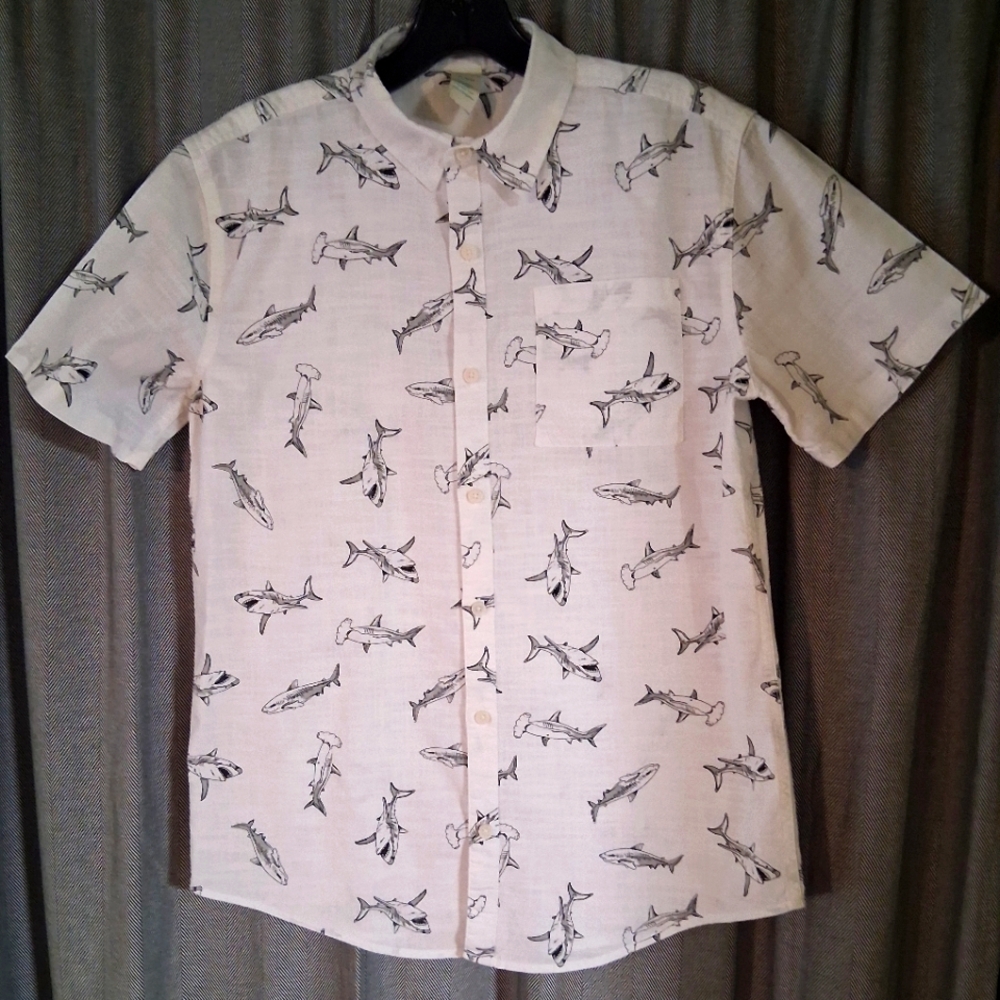 🦈 SHARK White Cotton Buttondown Shirt | XL (18/20)